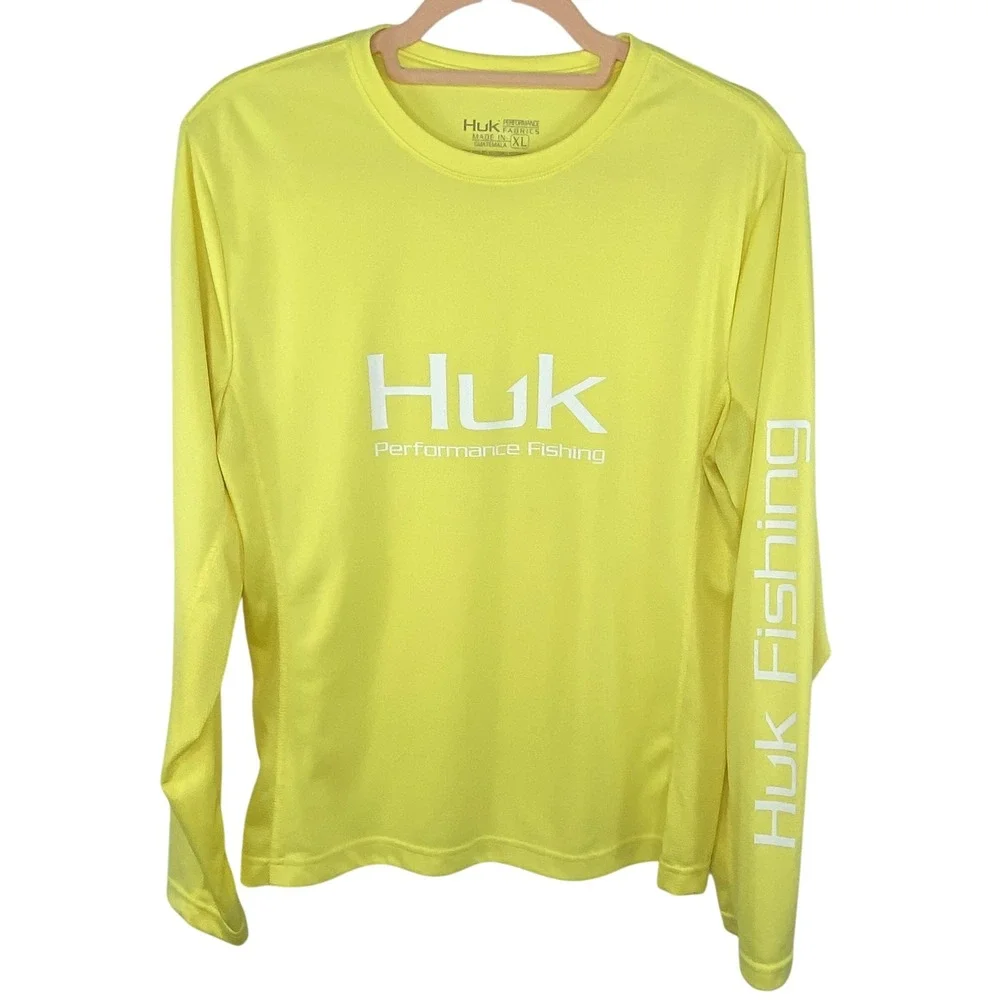 Huk Performance Fishing Long Sleeve‎ Shirt Men's Sz XL Stretch Breathable